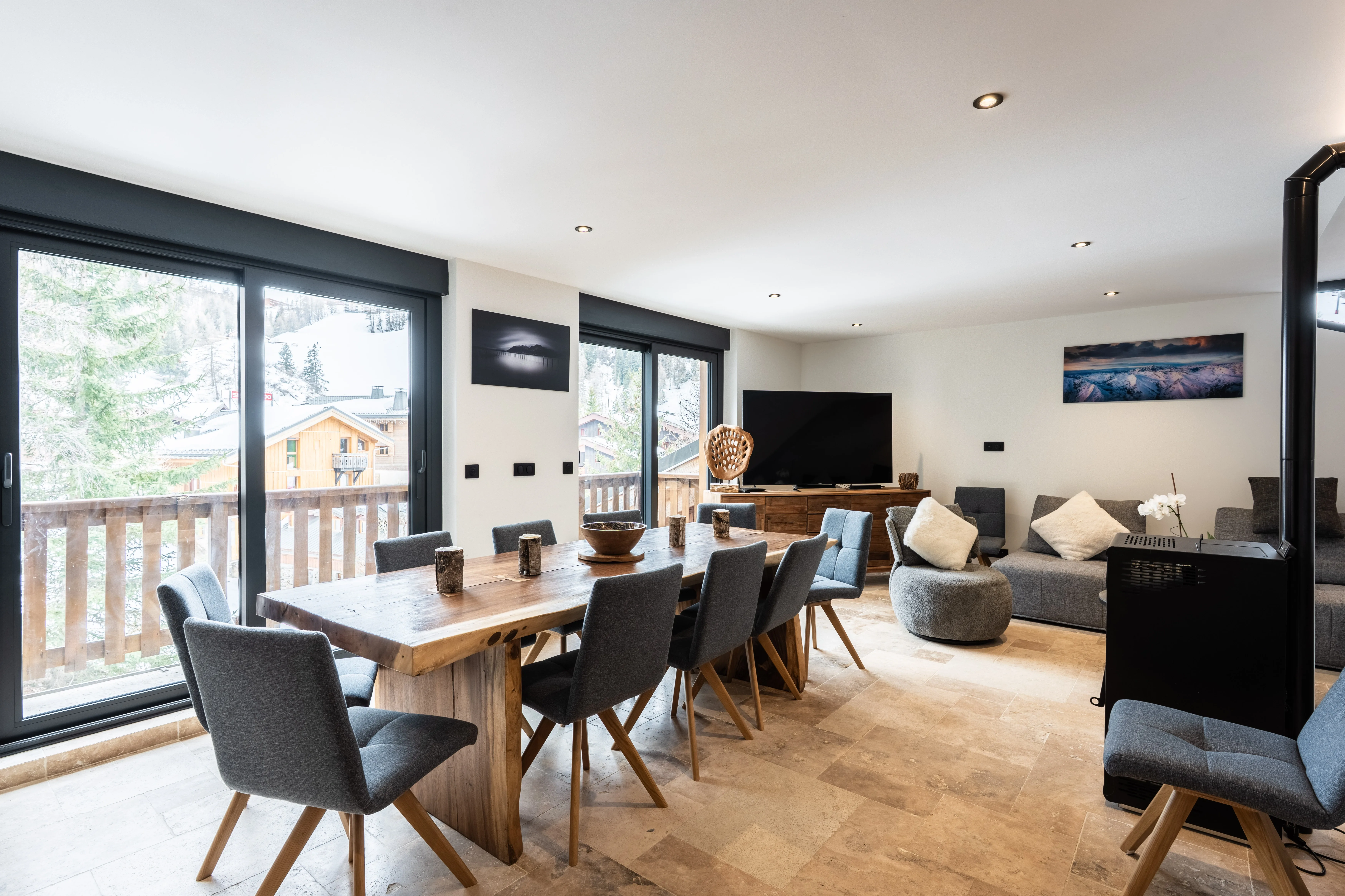Intérieurs modernes du Linéa Loft avec sauna